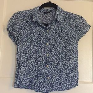 Crop blue button up blouse